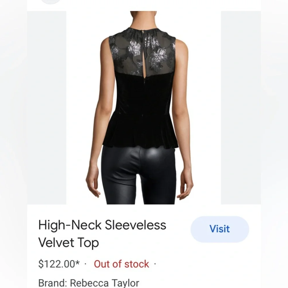 Rebecca Taylor velvet floral organza peplum top size 6 - Picture 5 of 8